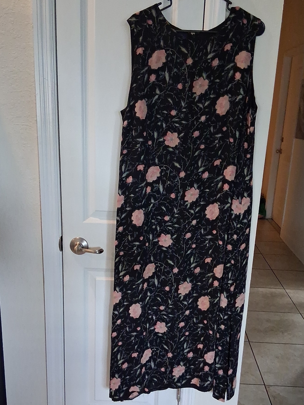 H: Charter Club Black Maxi Dress with Pink Floral Print